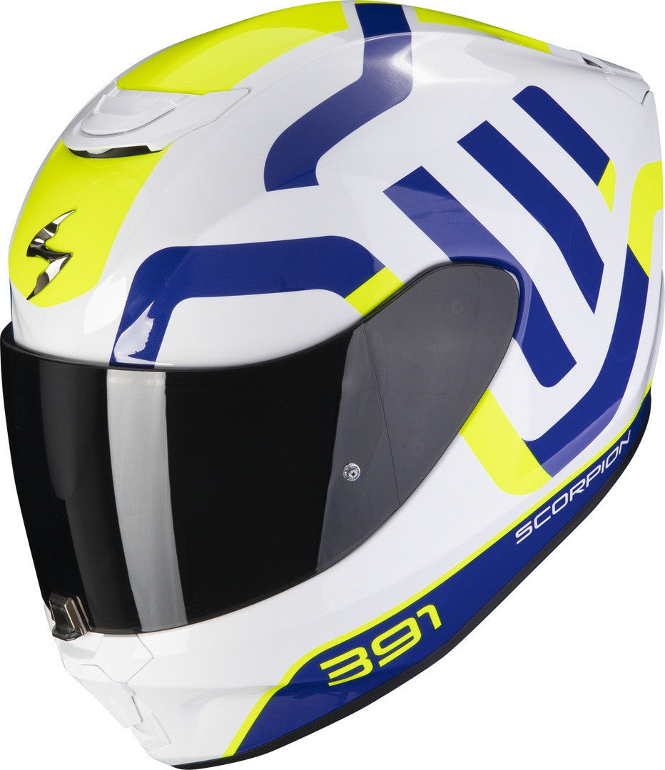 Scorpion Exo-391 Arok White/Blue/Neon Yellow - SpeedParts - Loja Online