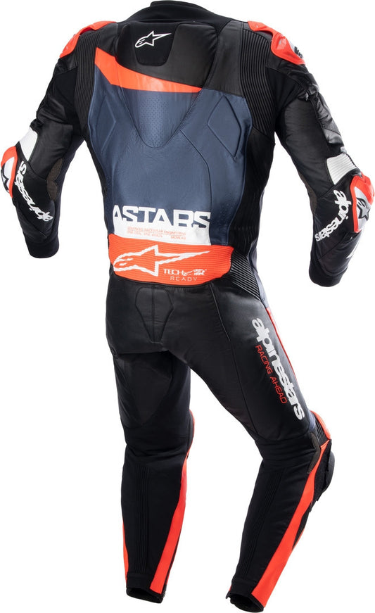 Alpinestars GP Plus V4 1PC Black / Red Fluo / Dark Blue Leather Suit - SpeedParts - Loja Online