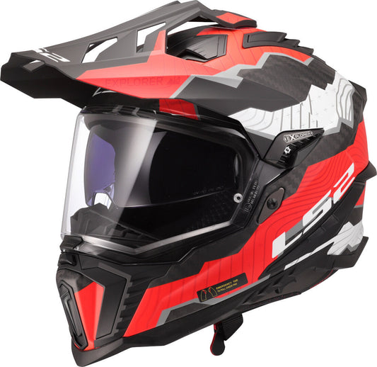 LS2 MX701 Explorer Carbon Trick White / Red - SpeedParts - Loja Online