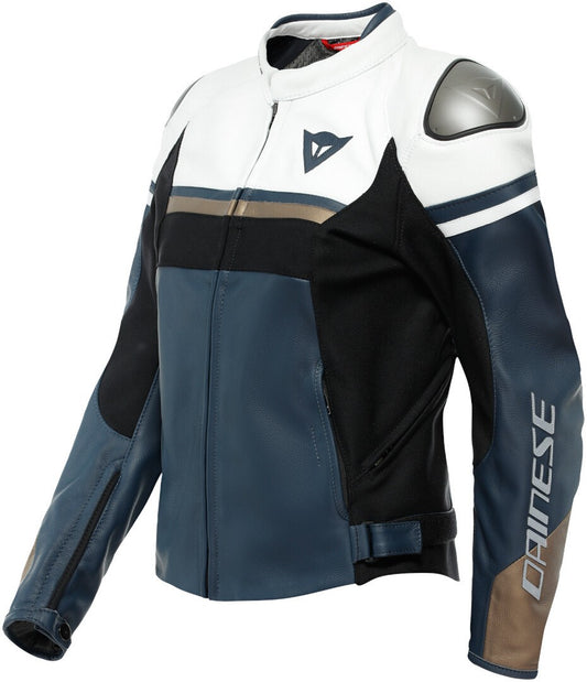 Dainese Rapida Lady White / Black / Blue Leather Jacket - SpeedParts - Loja Online