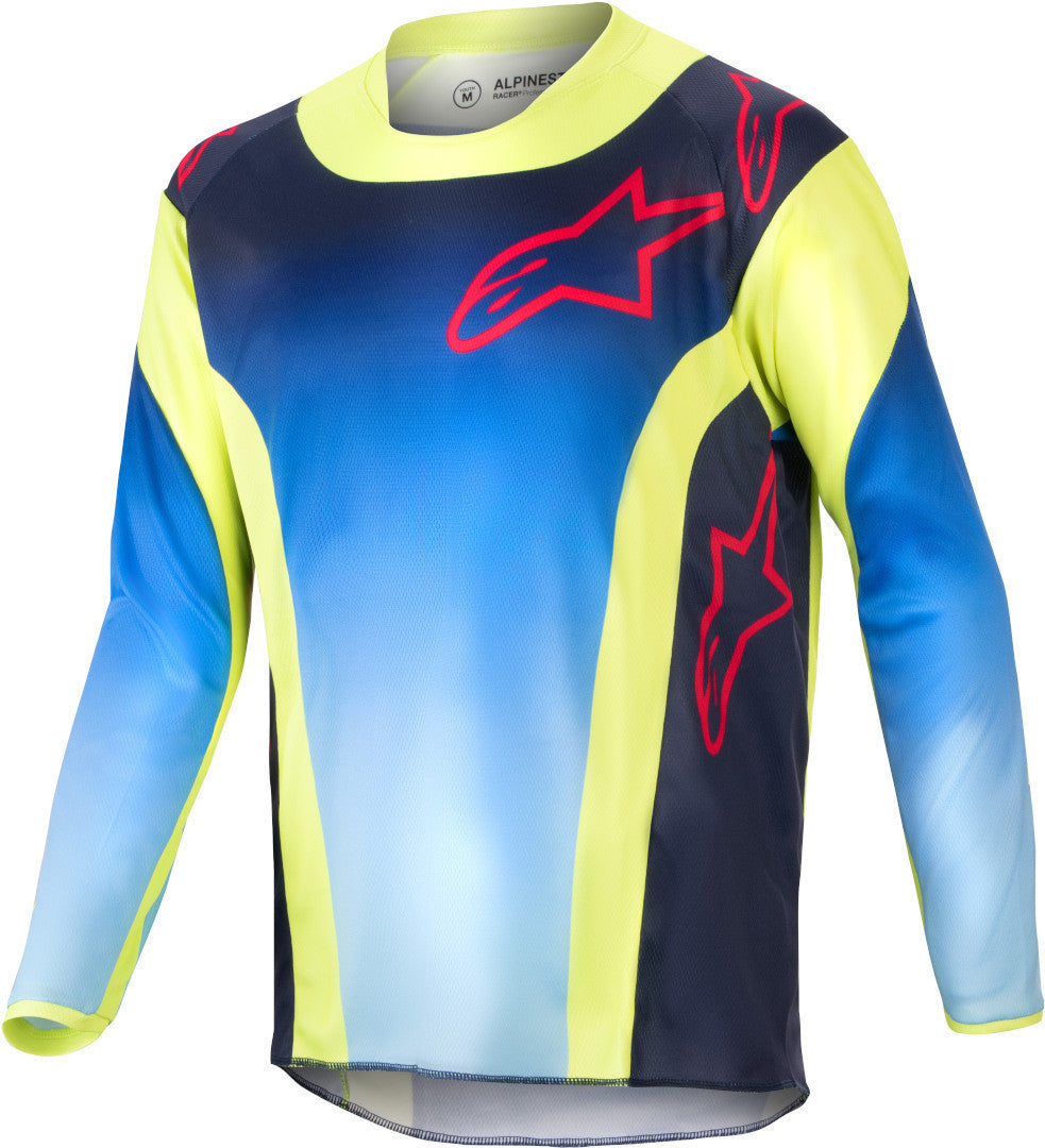 Alpinestars Kids Racer Hoen Yellow Fluo / Blue Navy Jersey - SpeedParts - Loja Online