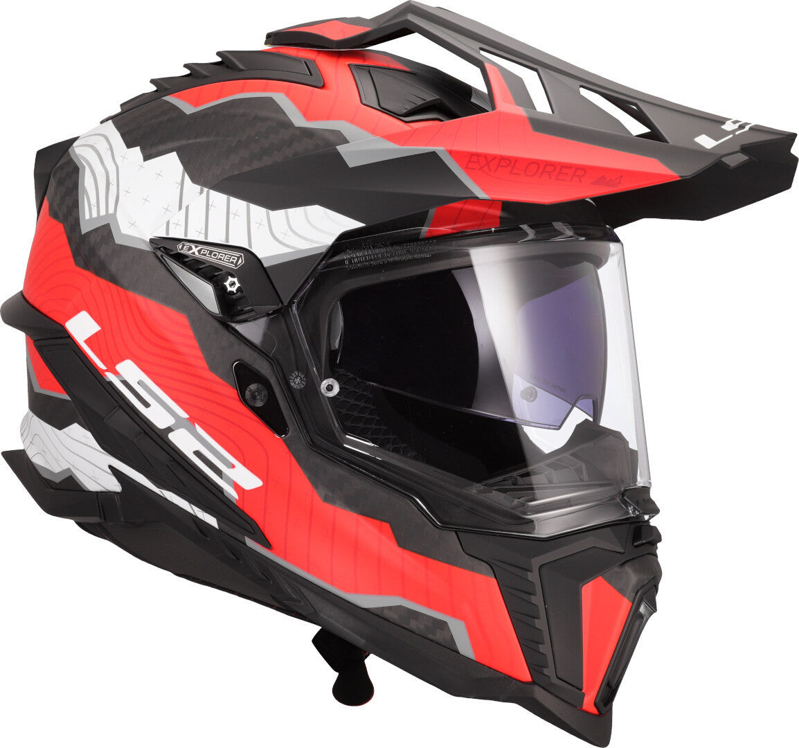 LS2 MX701 Explorer Carbon Trick White / Red - SpeedParts - Loja Online