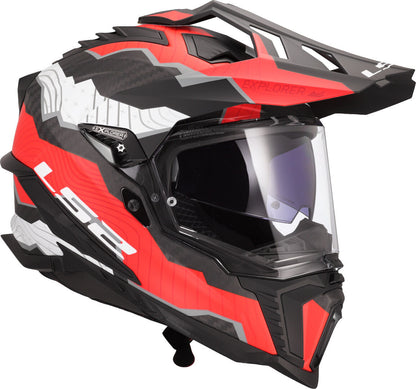 LS2 MX701 Explorer Carbon Trick White / Red - SpeedParts - Loja Online
